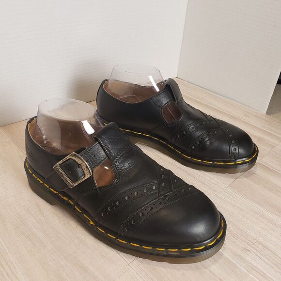 Doc Martens 8065 Mary Jane Black Leather Shoes Women’s Size 6 Vtg 90s Double - Picture 1 of 10
